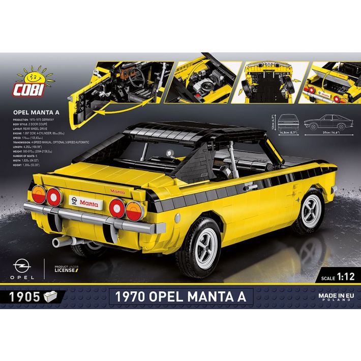 COBI Opel Manta A 1970 Klemmbaustein-Modell im Maßstab 1:12 – 1.905 Teile, Set 24339 – Ansicht 2