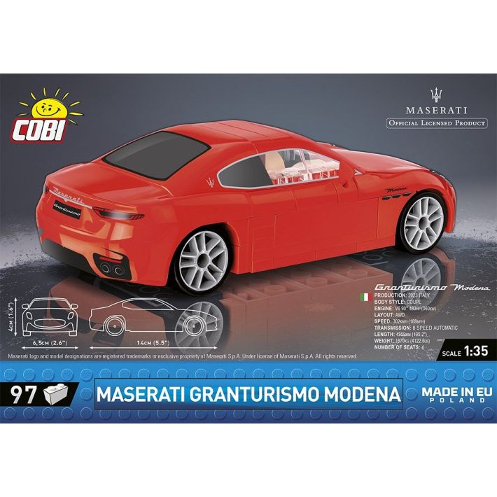 COBI Maserati Granturismo Modena Klemmbaustein-Modell im Maßstab 1:35 – 97 Teile, Set 24505 – Ansicht 2