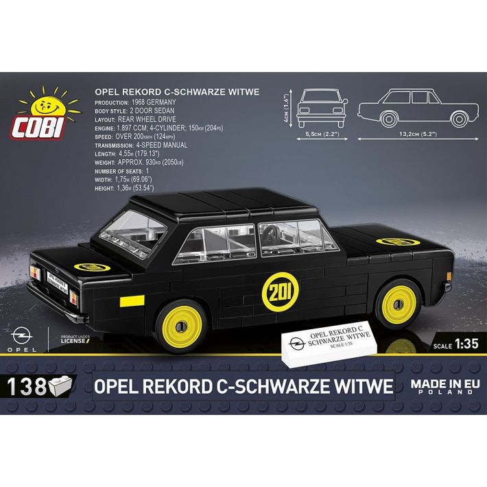 COBI Opel Rekord C Schwarze Witwe Klemmbaustein-Modell im Maßstab 1:35 – 138 Teile, Set 24597 – Ansicht 2
