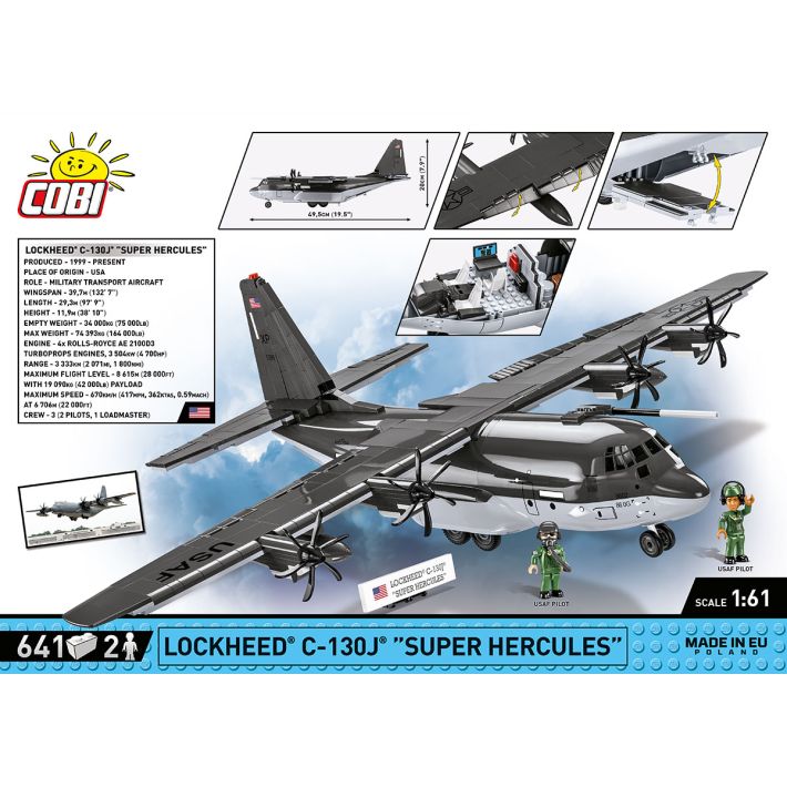 COBI Lockheed C-130J Super Hercules Klemmbaustein-Modell im Maßstab 1:61 – 641 Teile, Set 5838 – Ansicht 2
