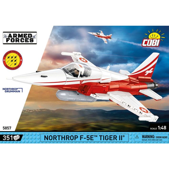 COBI Northrop F-5E Tiger Patrouille Swiss Klemmbaustein-Modell im Maßstab 1:48 – 351 Teile, Set 5857