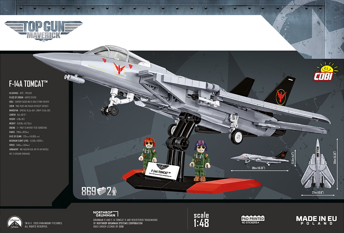 COBI Grumman F-14 Tomcat Top Gun Klemmbaustein-Modell im Maßstab 1:48 – 869 Teile, Set 5920 – Ansicht 2