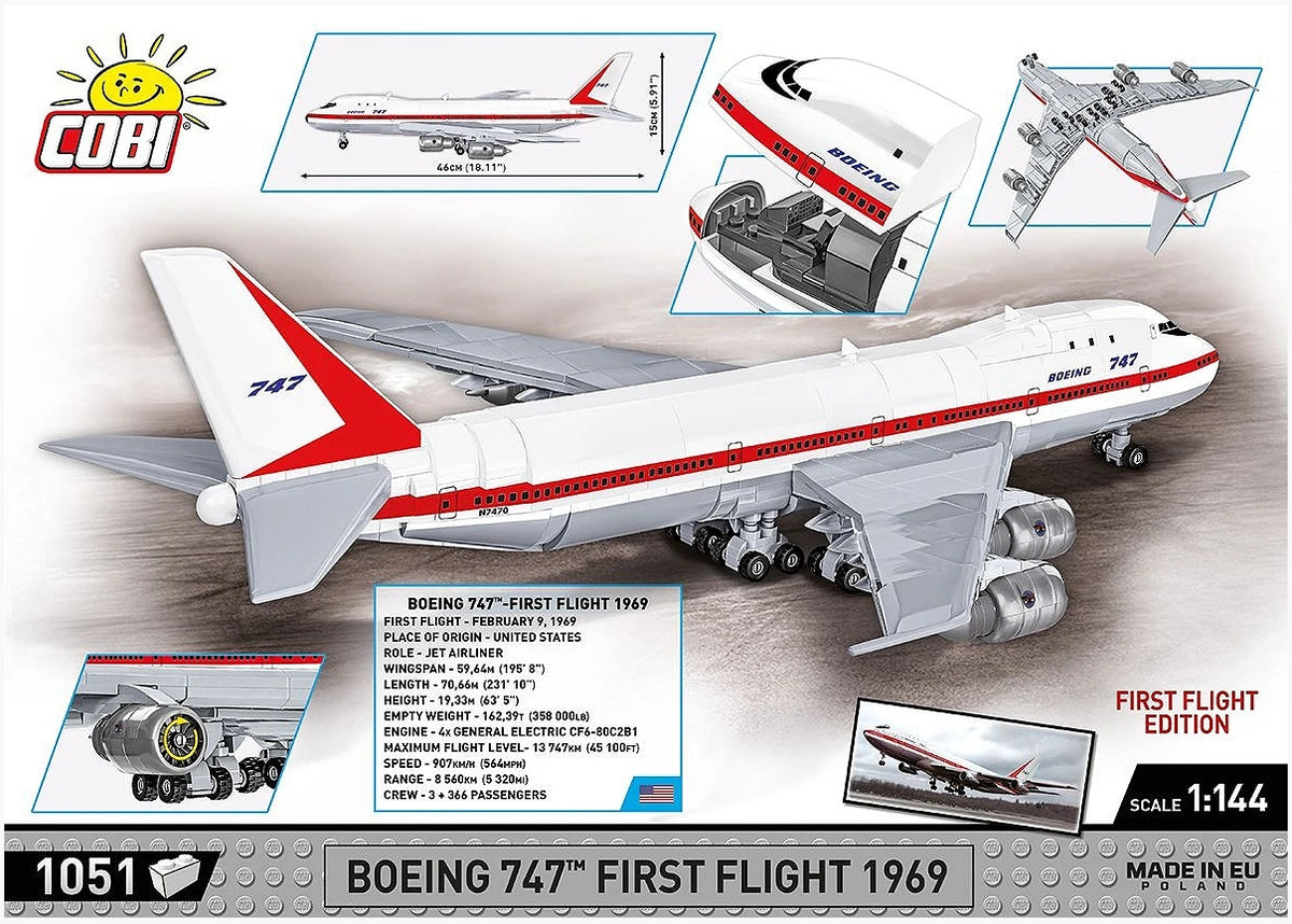 COBI Boeing 747 First Flight 1969 Klemmbaustein-Modell im Maßstab 1:144 – 1.051 Teile, Set 26609 – Ansicht 2