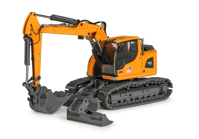 Conrad Liebherr R920 Compact Raupenbagger „LISE & FILS“ – Diecast Sammlermodell im Maßstab 1:50, Art. 2209/11