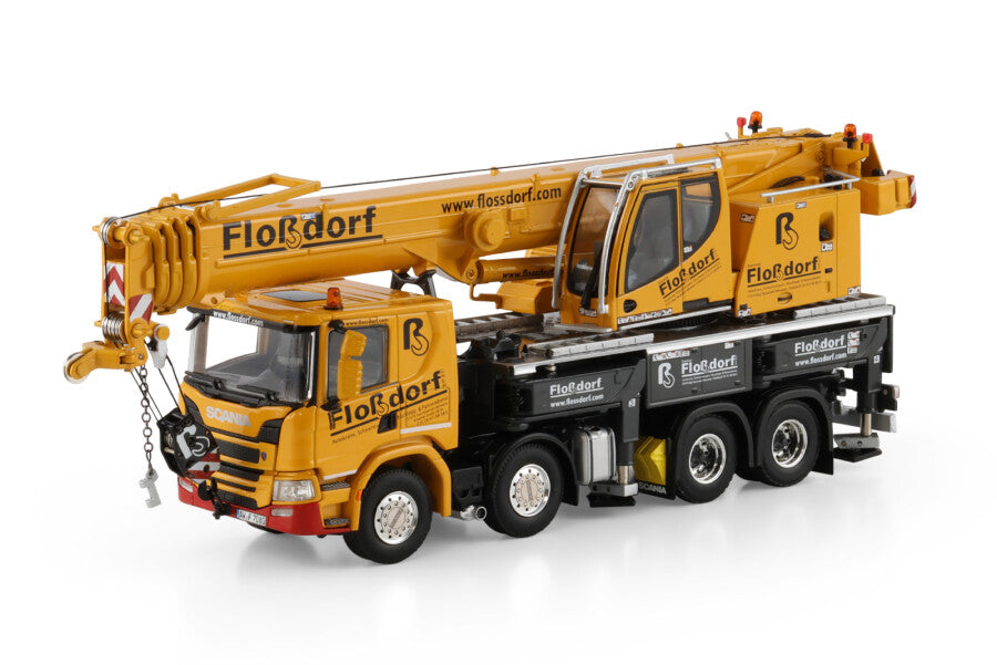 WSI Scania P Low CP20 8x4 mit Liebherr LTF 1060-4.1 „FLOSSDORF“ – Diecast Sammlermodell im Maßstab 1:50, Art. 51-2181