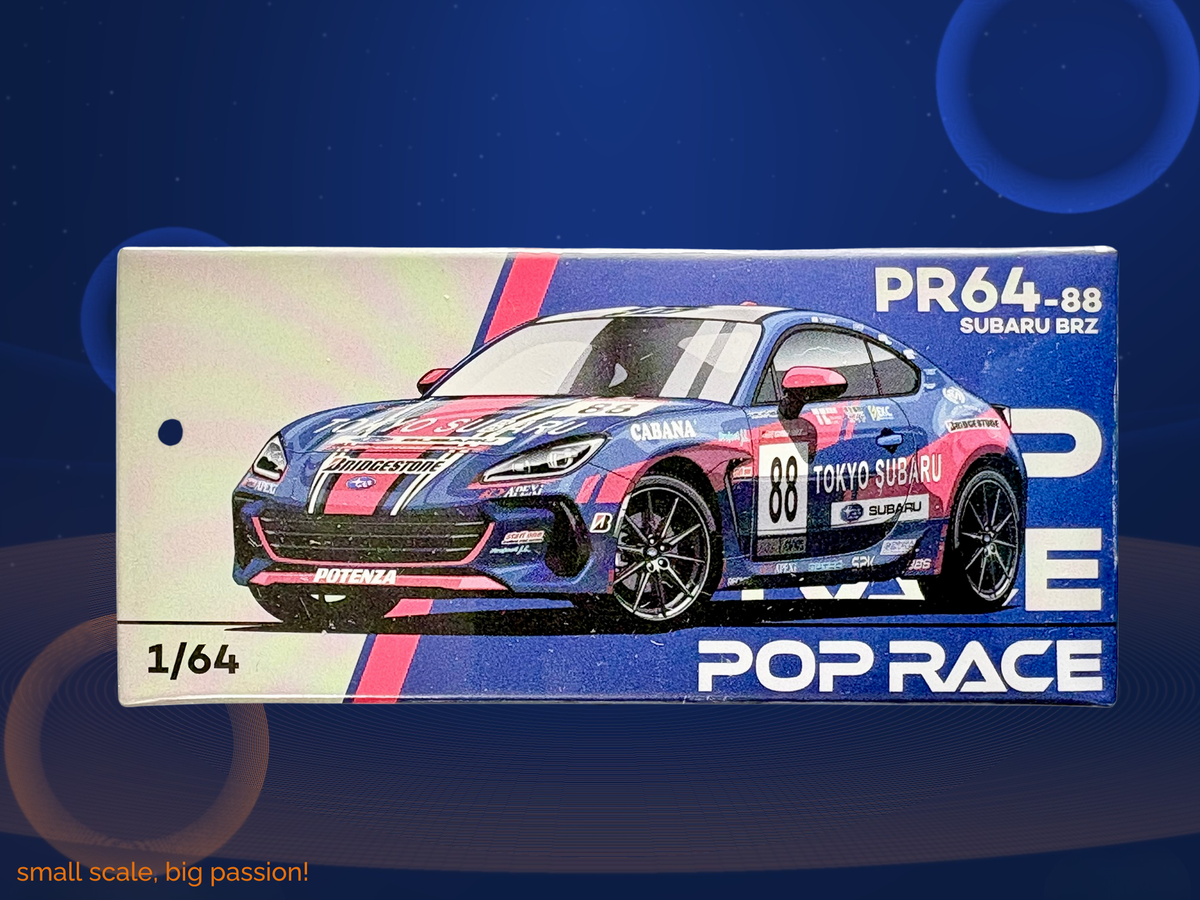 Pop Race Subaru BRZ in „Tokyo Subaru Racing“ Werkslackierung mit Startnummer #88 in Blau – Diecast Sammlermodell im Maßstab 1:64, Art. PR64-088