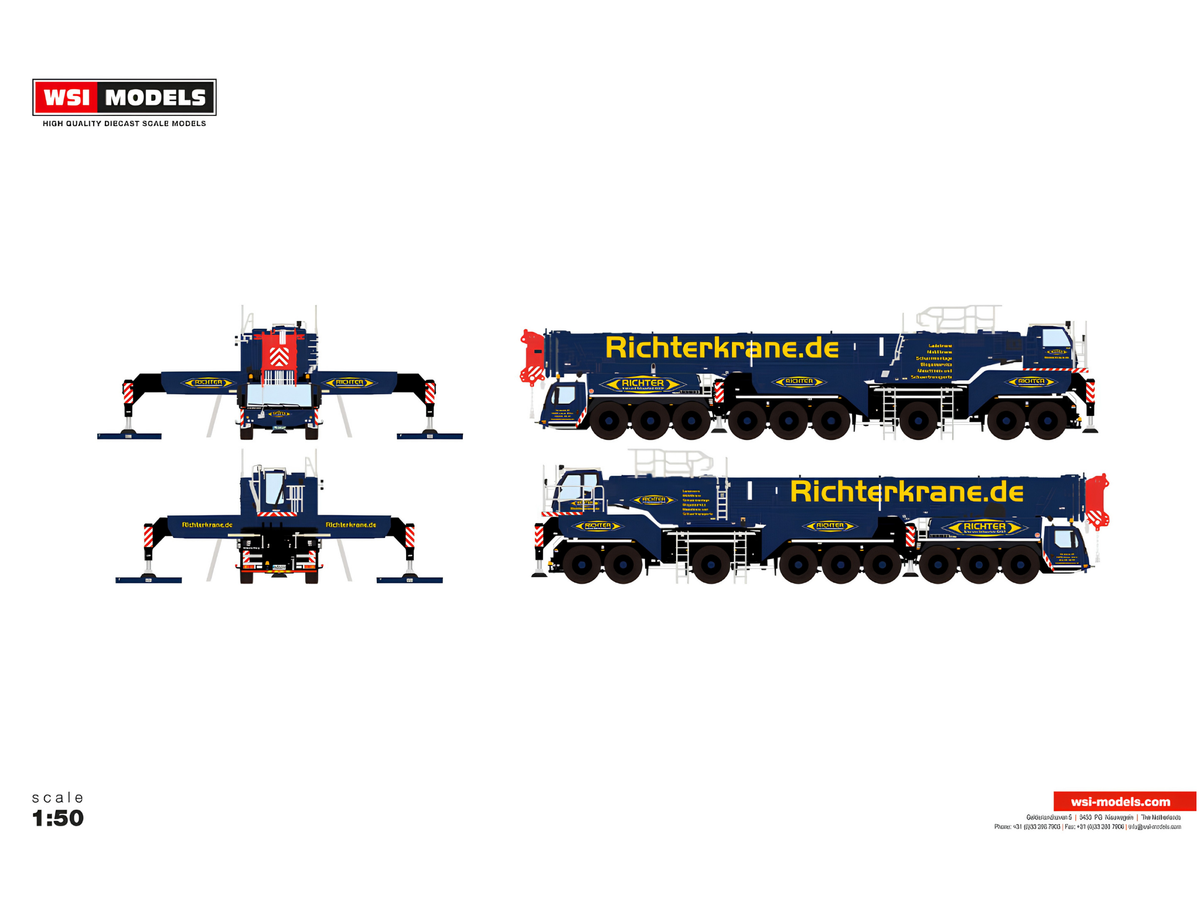 WSI Liebherr LTM 1750-9.1 Mobilkran „Richterkrane“ – Diecast Sammlermodell im Maßstab 1:50, Art. 51-2202
