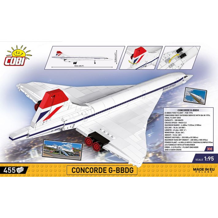 COBI Concorde G-BBDG Klemmbaustein-Modell im Maßstab 1:95 – 455 Teile, Set 1917 – Ansicht 2