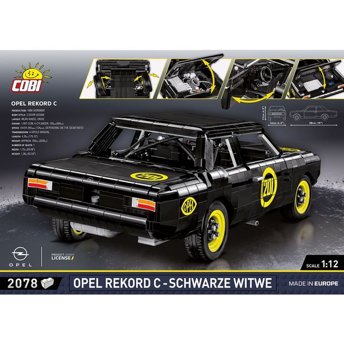 COBI Opel Rekord C Schwarze Witwe Klemmbaustein-Modell im Maßstab 1:12 – 2.078 Teile, Set 24333 – Ansicht 2