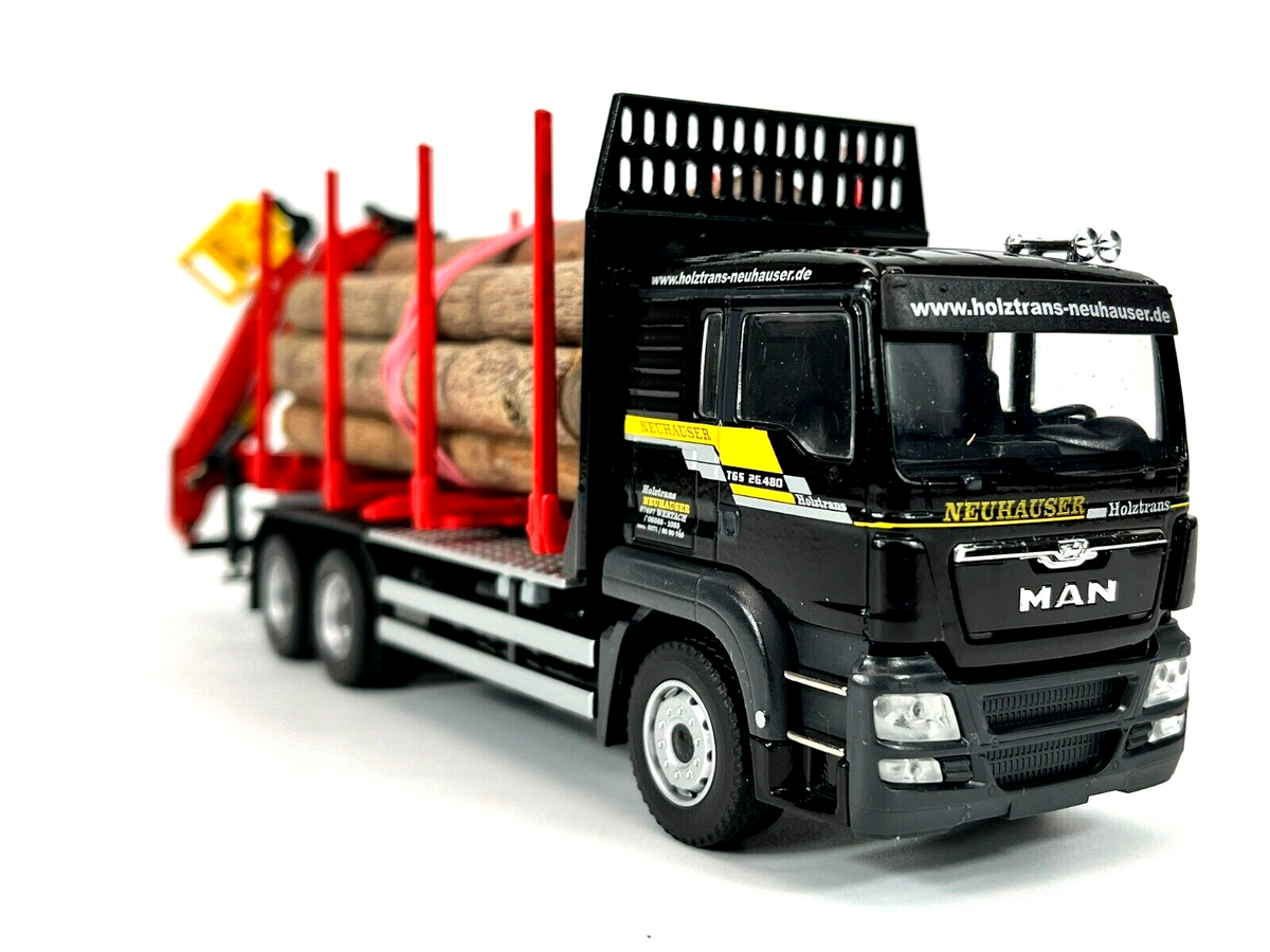 Conrad DOLL Kurzholzzug auf MAN TGS M Euro 5 „NEUHAUSER“ – Diecast Sammlermodell im Maßstab 1:50, Art. 75183/0
