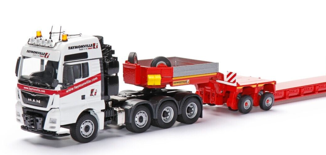 Conrad Faymonville Variomax Tiefbettauflieger auf MAN TGX – Diecast Sammlermodell im Maßstab 1:50, Art. 76213/01