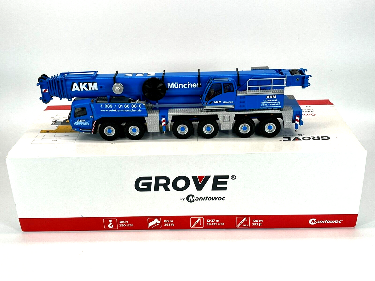 Conrad Grove GMK 6300L Mobilkran inkl. Auslegerverlängerung „AKM“ – Diecast Sammlermodell im Maßstab 1:50, Art. 2114/06 – Ansicht 7