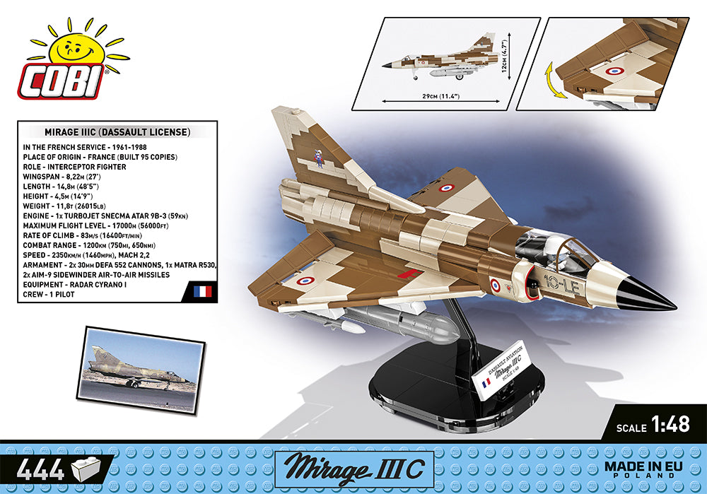 COBI Dassault Mirage III C Djibouti 1984 Klemmbaustein-Modell im Maßstab 1:48 – 444 Teile, Set 5818 – Ansicht 2