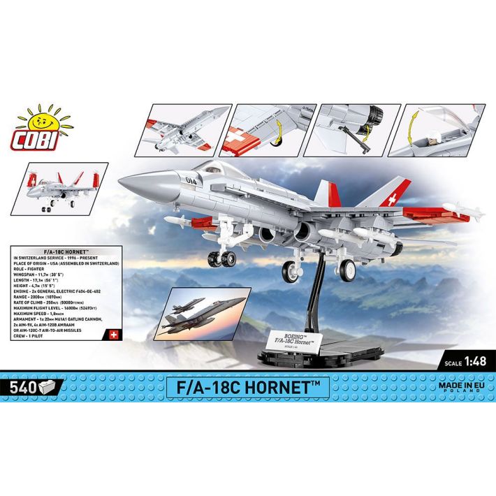 COBI Boeing F/A-18C Hornet Swiss Air Force Klemmbaustein-Modell im Maßstab 1:48 – 540 Teile, Set 5819 – Ansicht 2