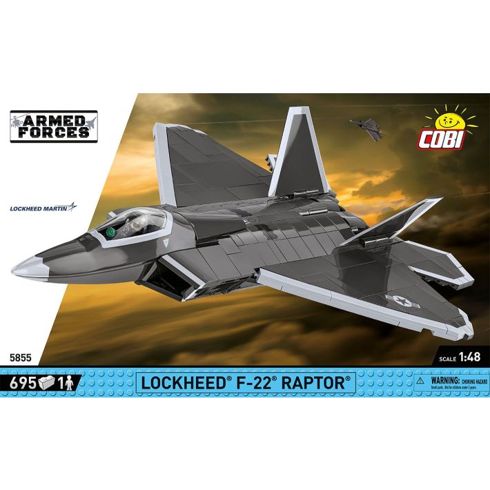 COBI Lockheed F-22 Raptor Klemmbaustein-Modell im Maßstab 1:48 – 695 Teile, Set 5855