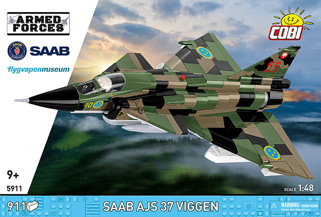 COBI Saab AJS 37 Viggen Flygvapenmuseum Klemmbaustein-Modell im Maßstab 1:48 – 911 Teile, Set 5911
