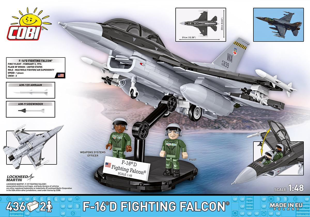 COBI Lockheed Martin F-16D Fighting Falcon Klemmbaustein-Modell im Maßstab 1:48 – 436 Teile, Set 5914 – Ansicht 2