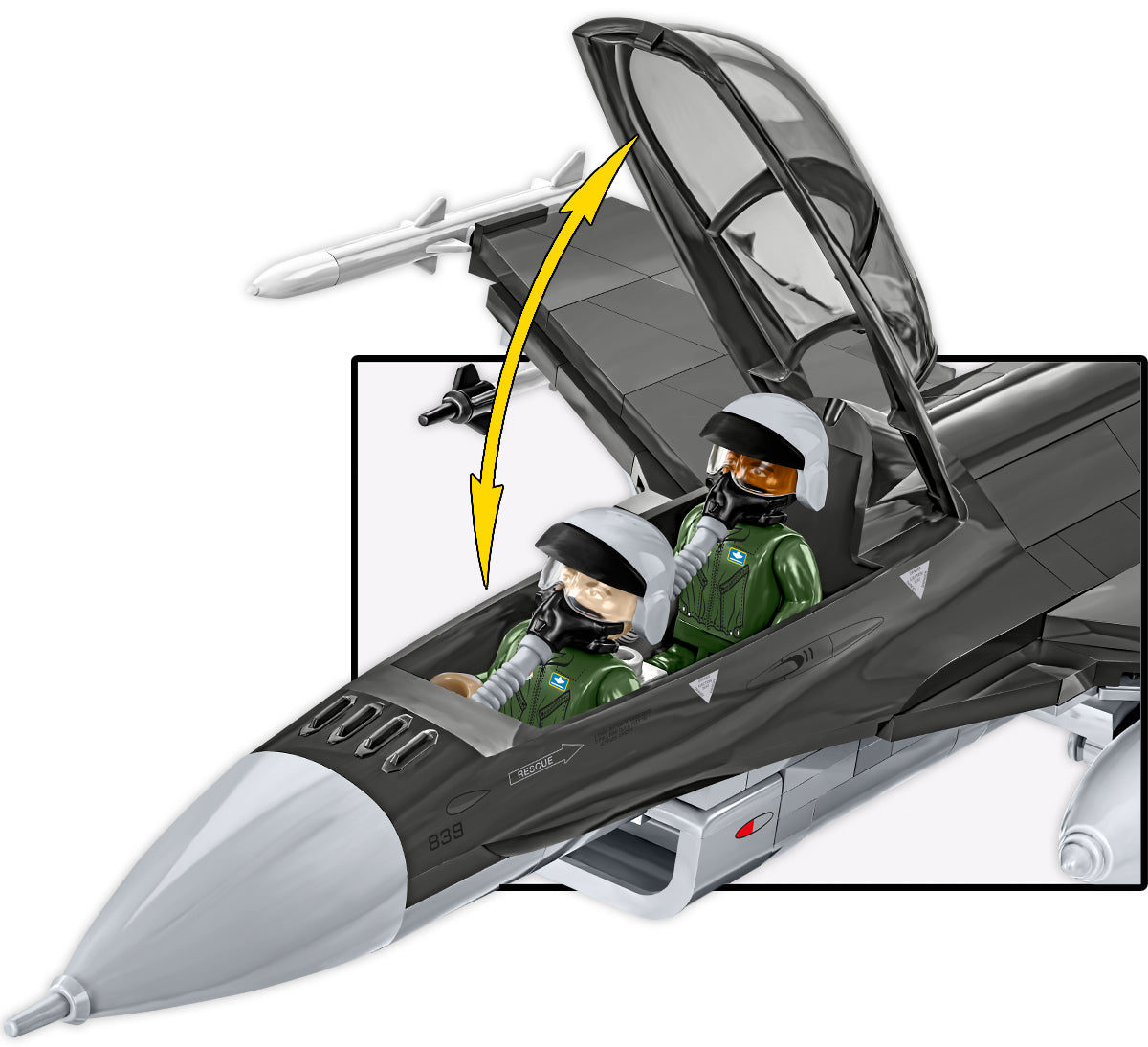 COBI Lockheed Martin F-16D Fighting Falcon Klemmbaustein-Modell im Maßstab 1:48 – 436 Teile, Set 5914 – Ansicht 6