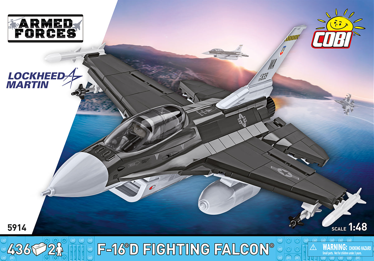 COBI Lockheed Martin F-16D Fighting Falcon Klemmbaustein-Modell im Maßstab 1:48 – 436 Teile, Set 5914