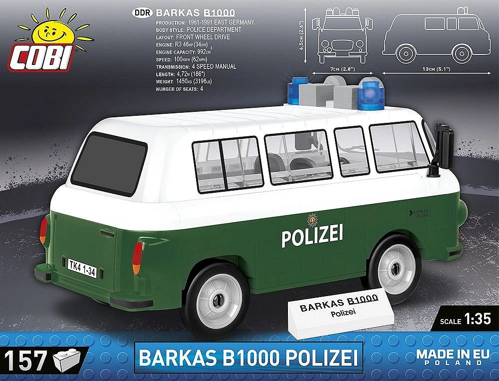 COBI Barkas B1000 Polizei Klemmbaustein-Modell im Maßstab 1:35 – 157 Teile, Set 24596 – Ansicht 2