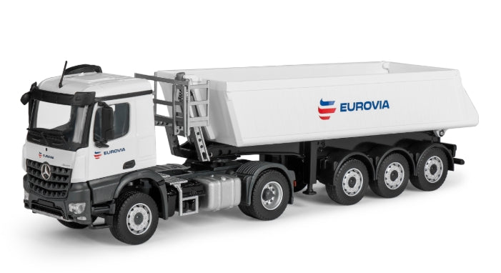Conrad Schmitz Cargobull Kastenmuldenkipper auf Mercedes-Benz Arocs „EUROVIA“ – Diecast Sammlermodell im Maßstab 1:50, Art. 78202/06