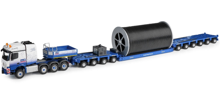 Conrad Goldhofer Kabeltrommeltransporter auf Mercedes-Benz Actros SLT „RAMONAT“ – Diecast Sammlermodell im Maßstab 1:50, Art. 78262/02