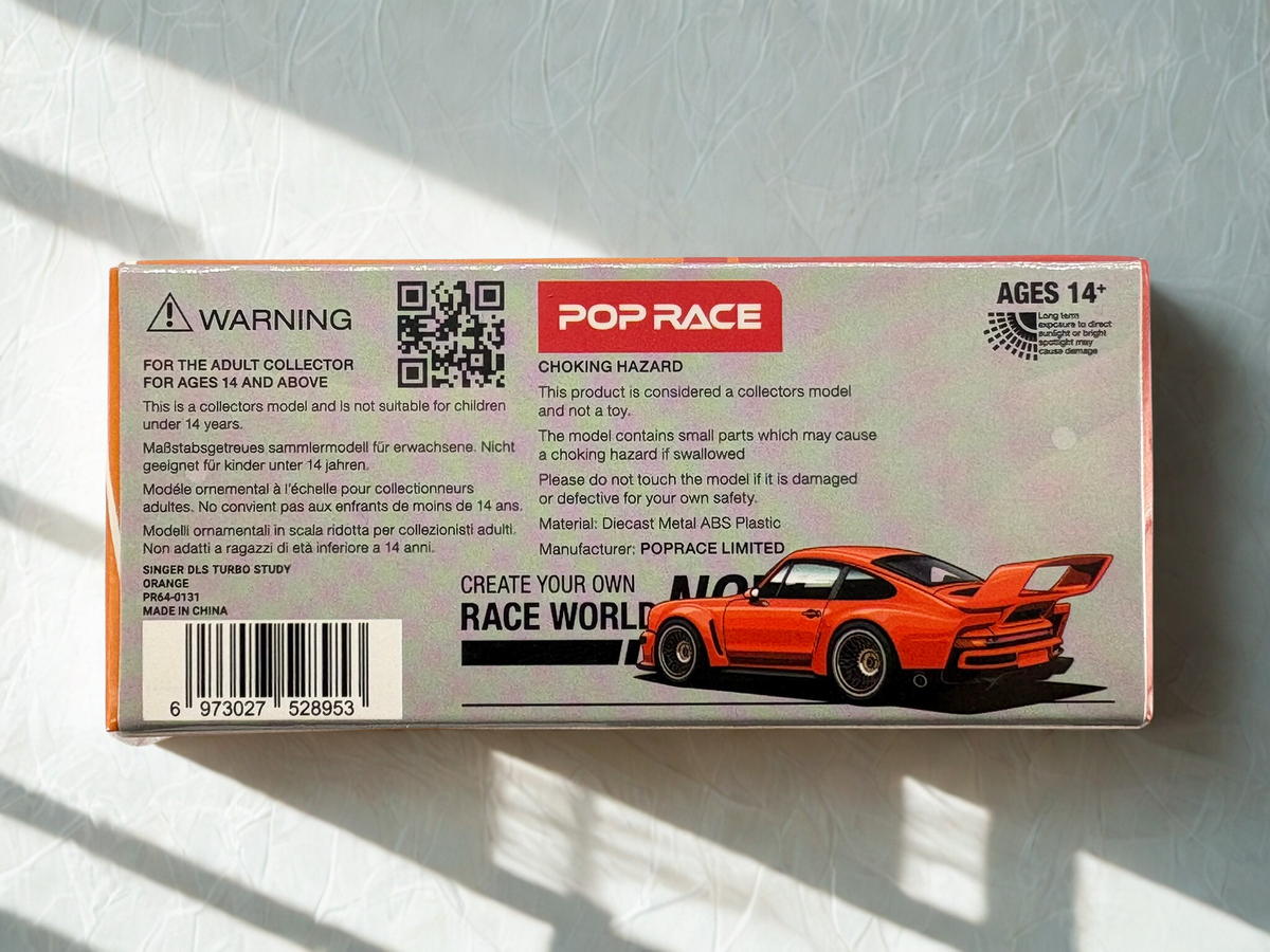 Pop Race Porsche Singer DLS Turbo Study „Track“ in Orange-Metallic – Diecast Sammlermodell im Maßstab 1:64, Art. PR64-131 – Ansicht 2