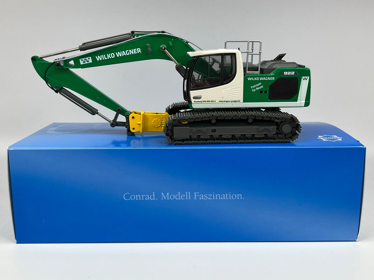 Conrad Liebherr R922 V Hydraulikbagger mit Hammer „WILKO Wagner“ – Diecast Sammlermodell im Maßstab 1:50, Art. 2214/11 – Ansicht 8