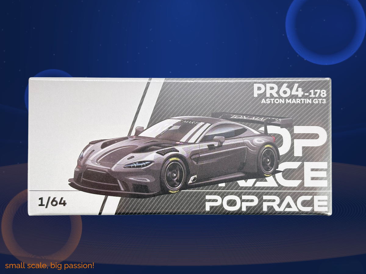 Pop Race Aston Martin GT3 Carbon Edition – Diecast Modellauto im Maßstab 1:64, Art. PR64-178