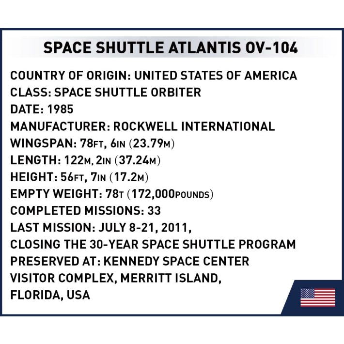 COBI Space Shuttle Atlantis Klemmbaustein-Modell im Maßstab 1:100 – 685 Teile, Set 1930 – Ansicht 6