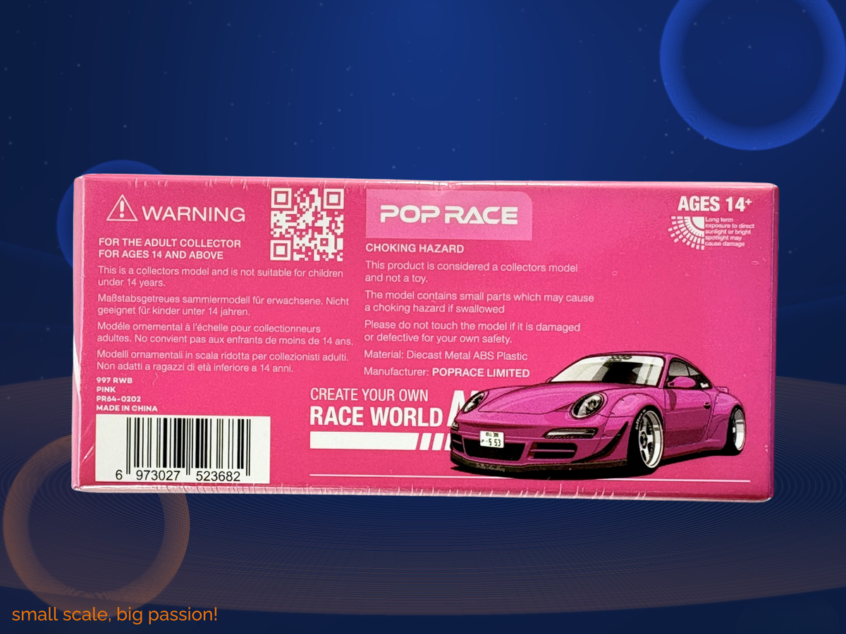 Pop Race Porsche 911 (997) RWB in Pink – Diecast Sammlermodell im Maßstab 1:64, Art. PR64-202 – Ansicht 2